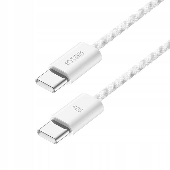 Cable PD 60W 3A 0,25m USB-C - USB-C Tech-Protect Ultraboost Classic white 9319456607109