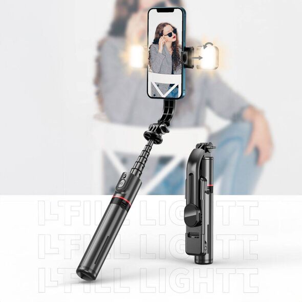 Selfie Stick Tripod with LED Light Bluetooth Tech-Protect L05S black 5906203690381