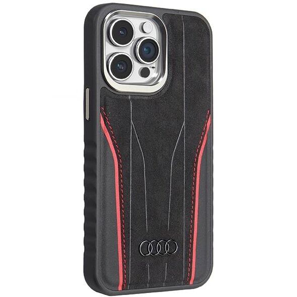 Original Case APPLE IPHONE 15 PRO Audi Genuine Leather MagSafe (AU-TPUPCMIP15P-R8/D3-RD) black & red 6955250226790