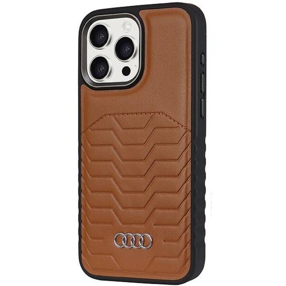 Original Case IPHONE 14 PRO Audi Synthetic Leather MagSafe (AU-TPUPCMIP14P-GT/D3-BN) brown 6955250226974