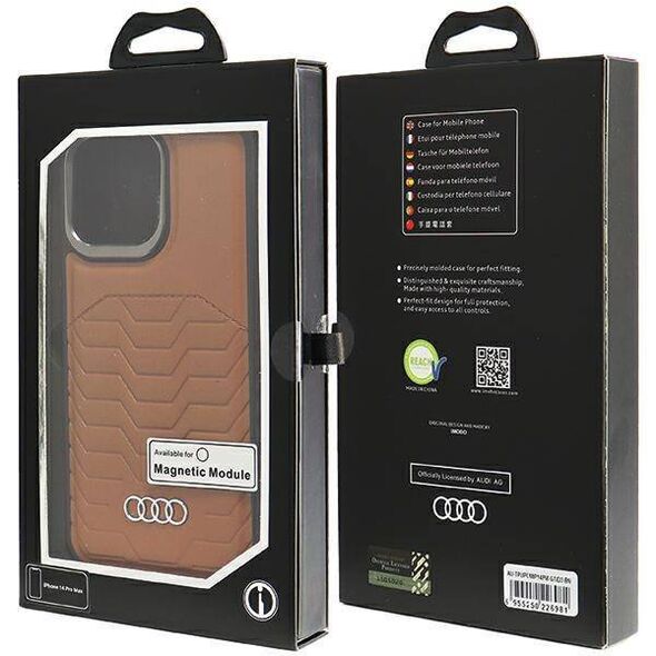 Original Case IPHONE 14 PRO MAX Audi Synthetic Leather MagSafe (AU-TPUPCMIP14PM-GT/D3-BN) brown 6955250226981