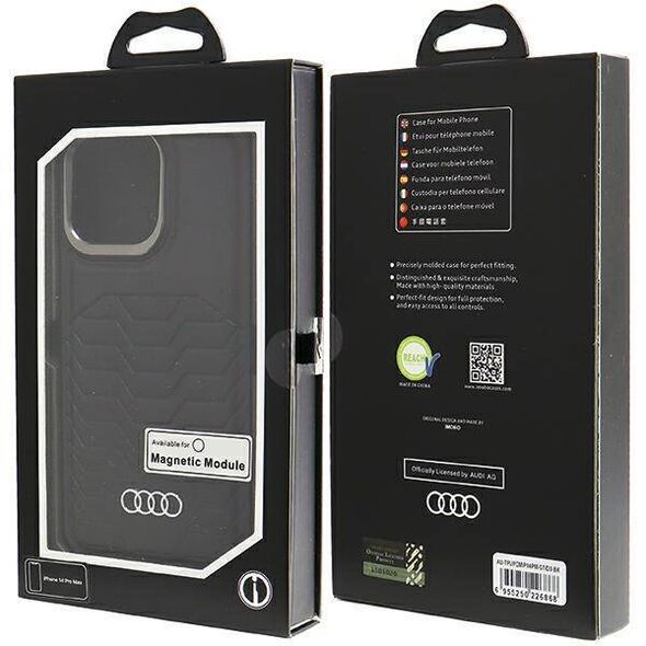 Original Case IPHONE 14 PRO MAX Audi Synthetic Leather MagSafe (AU-TPUPCMIP14PM-GT/D3-BK) black 6955250226868