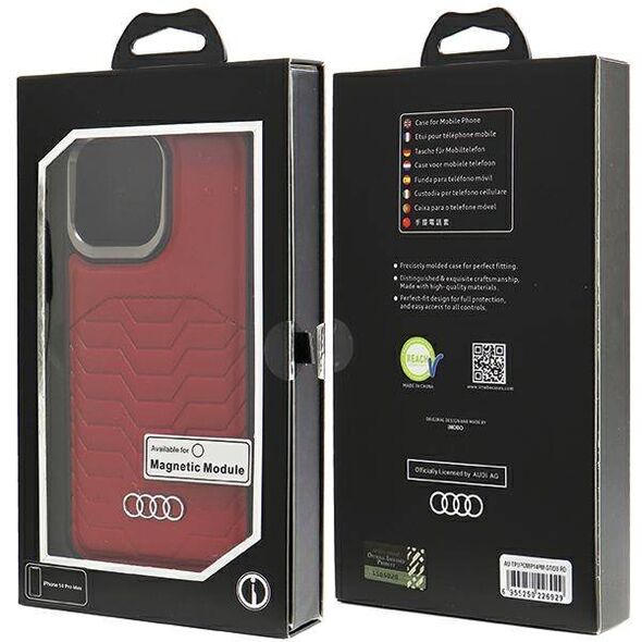 Original Case IPHONE 14 PRO MAX Audi Synthetic Leather MagSafe (AU-TPUPCMIP14PM-GT/D3-RD) red 6955250226929