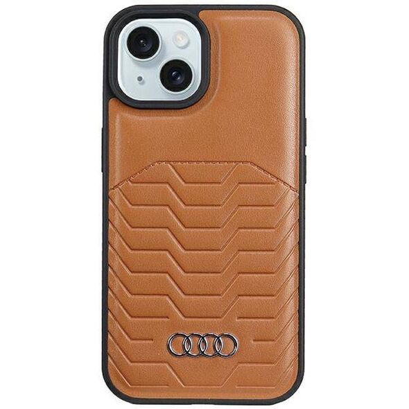 Original Case IPHONE 15 PLUS / 14 PLUS Audi Synthetic Leather MagSafe (AU-TPUPCMIP15M-GT/D3-BN) brown 6955250227018