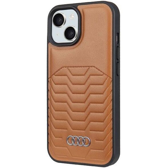 Original Case IPHONE 15 PLUS / 14 PLUS Audi Synthetic Leather MagSafe (AU-TPUPCMIP15M-GT/D3-BN) brown 6955250227018