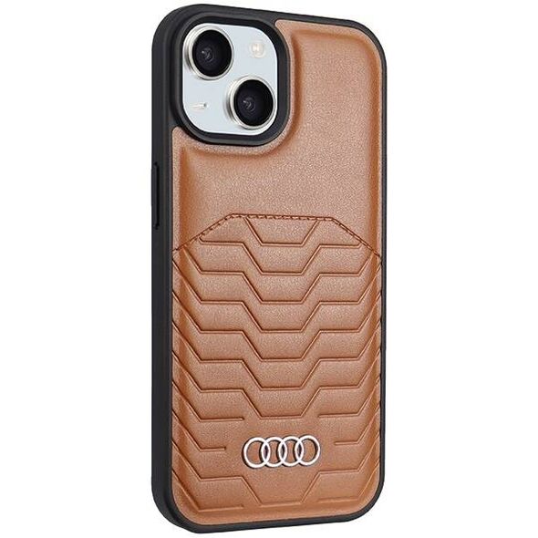 Original Case IPHONE 15 PLUS / 14 PLUS Audi Synthetic Leather MagSafe (AU-TPUPCMIP15M-GT/D3-BN) brown 6955250227018