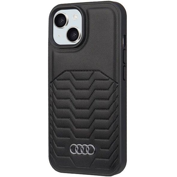 Original Case IPHONE 15 PLUS / 14 PLUS Audi Synthetic Leather MagSafe (AU-TPUPCMIP15M-GT/D3-BK) black 6955250226899