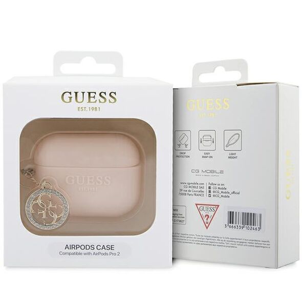 Guess case for AirPods Pro 2 GUAP23DSLGHDP pink Silicone 4G Diamond Charm 3666339171285