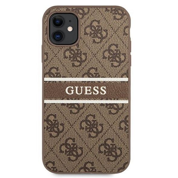 Guess case for iPhone 11 GUHCN614GDBR brown hard case 4G Stripe 3666339005498