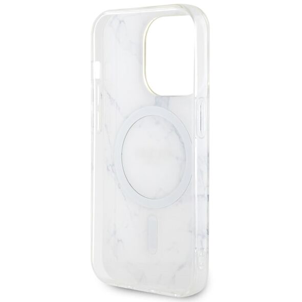 Guess case for iPhone 14 Pro 6,1&quot; GUHMP14LPCUMAH white hard case Marble MagSafe 3666339118327