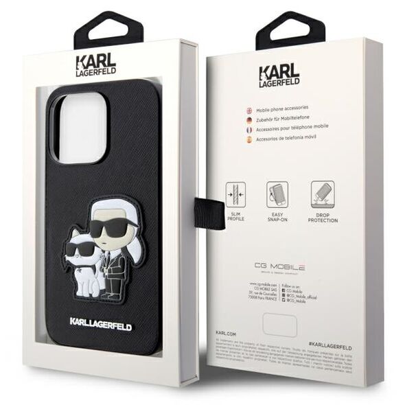 Karl Lagerfeld case for iPhone 14 Pro 6,1&quot; KLHCP14LSANKCPK black hardcase Saffiano Karl & Choupette 3666339122720