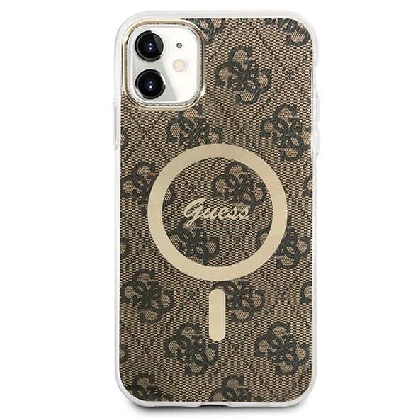 Guess set case + charger for iPhone 11 6,1&quot; GUBPN61H4EACSW brown hard case 4G Print MagSafe 3666339103385