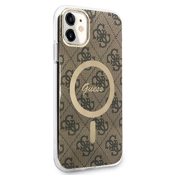 Guess set case + charger for iPhone 11 6,1&quot; GUBPN61H4EACSW brown hard case 4G Print MagSafe 3666339103385