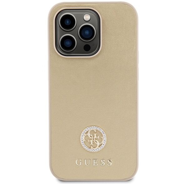 Guess case for iPhone 15 Pro Max 6,7&quot; GUHCP15XPS4DGPD gold HC PU 4G Metal Logo Strass 3666339151034