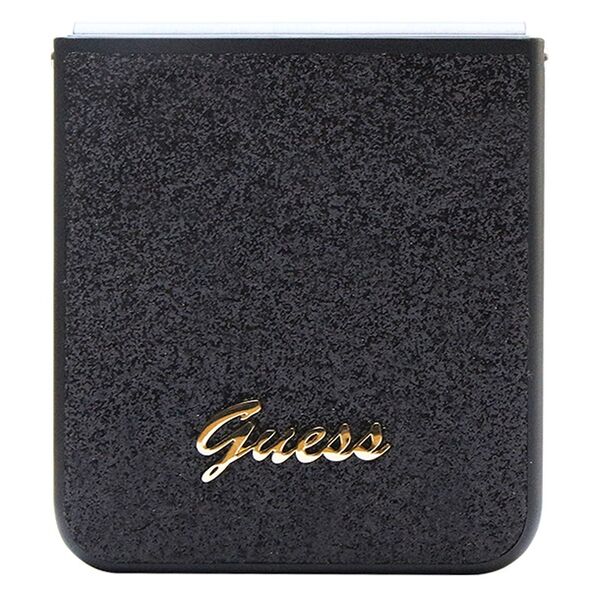 Guess case for Samsung Z Flip5 GUHCZF5HGGSHK black PU/TPU Glitter Script 3666339173951