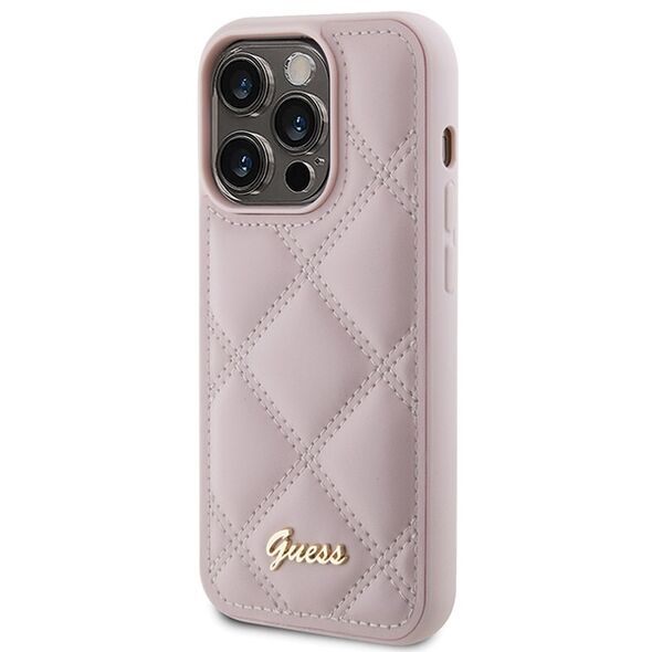 Guess case for iPhone 15 Pro Max 6,7&quot; GUHCP15XPSQSQSP pink HC PU Quilted Metal Logo 3666339149772