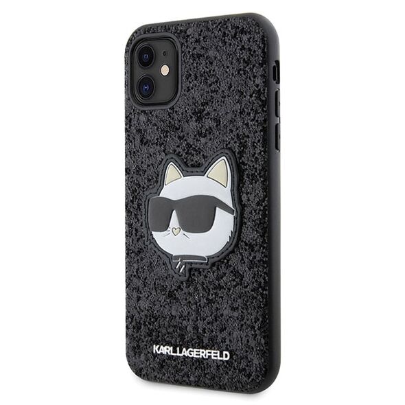 Karl Lagerfeld case for iPhone 11 / XR KLHCN61G2CPK black hardcase Glitter Choupette Patch 3666339170028