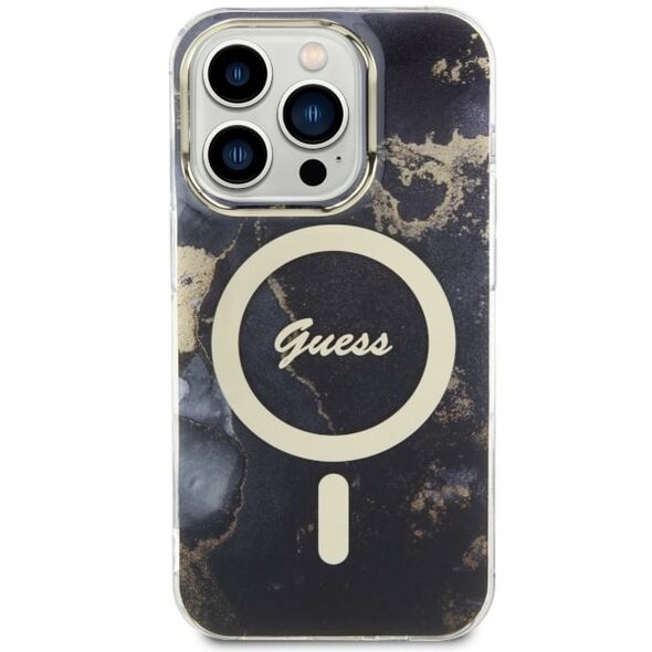 Guess case for iPhone 14 Pro Max 6,7&quot; GUHMP14XHTMRSK black hard case Golden Marble MagSafe 3666339115784