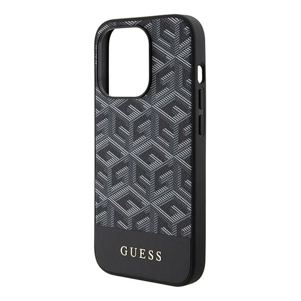 Guess case for  iPhone 15 Pro 6,1&quot; GUHMP15LHGCFSEK HC MAGSAFE GCUBE PU STRIPE BLACK 3666339194727