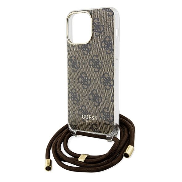Guess case for  iPhone 15 Pro Max 6,7&quot; GUHCP15XHC4SEW HC CROSSBODY CORD 4G PRINT BROWN 3666339148096