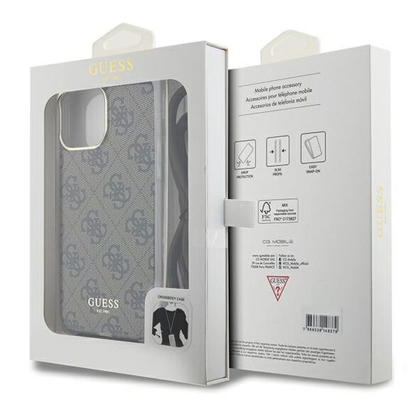 Guess case for  iPhone 15 Pro Max 6,7&quot; GUHCP15XHC4SEW HC CROSSBODY CORD 4G PRINT BROWN 3666339148096