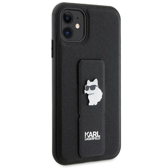 Karl Lagerfeld case for iPhone 11 KLHCN61GSACHPK HC GRIPSTAND SAFFIANO CHOUPETTE PINS BLACK 3666339207335