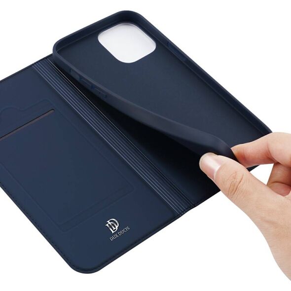 Case IPHONE 13 MINI with a flip Dux Ducis Skin Leather navy blue 6934913048900