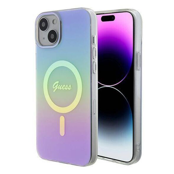 Original Case APPLE IPHONE 15 Guess Hardcase IML Iridescent MagSafe (GUHMP15SHITSU) purple 3666339154783