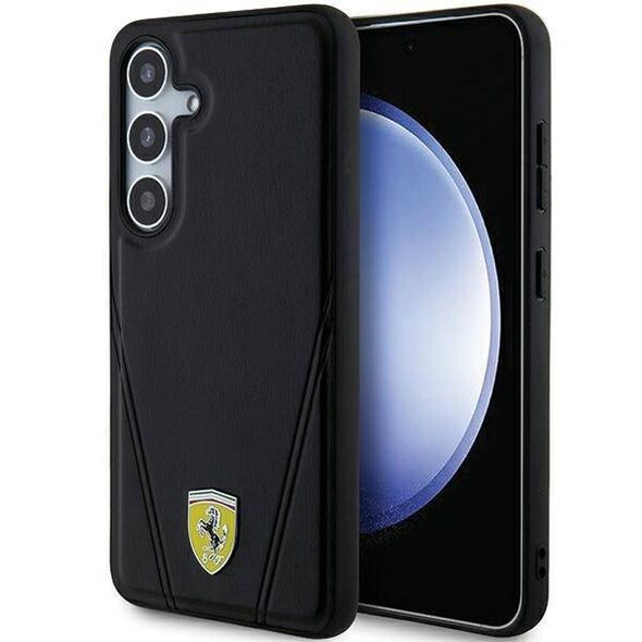 Original Case SAMSUNG GALAXY S24 Ferrari Hardcase Hot Stamp V Lines MagSafe (FEHMS24SP3BAK) black 3666339242473