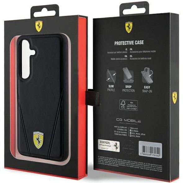 Original Case SAMSUNG GALAXY S24 Ferrari Hardcase Hot Stamp V Lines MagSafe (FEHMS24SP3BAK) black 3666339242473