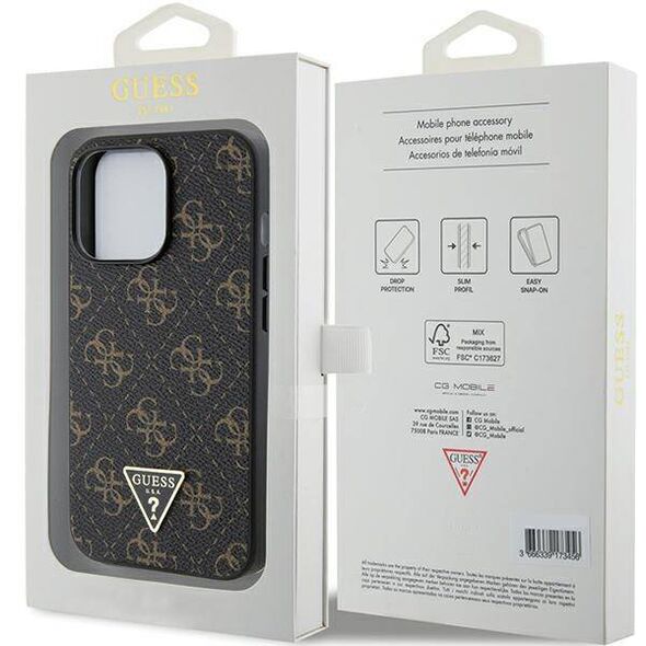 Original Case IPHONE 14 PRO Guess Hardcase 4G Triangle Metal Logo (GUHCP14LPG4GPK) black 3666339225742