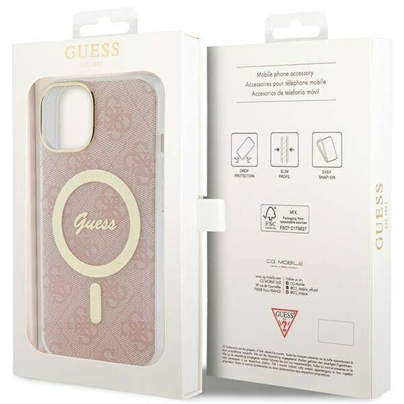 Original Case IPHONE 13 / 14 / 15 Guess Hardcase IML 4G MagSafe (GUHMP15SH4STP) pink 3666339194666