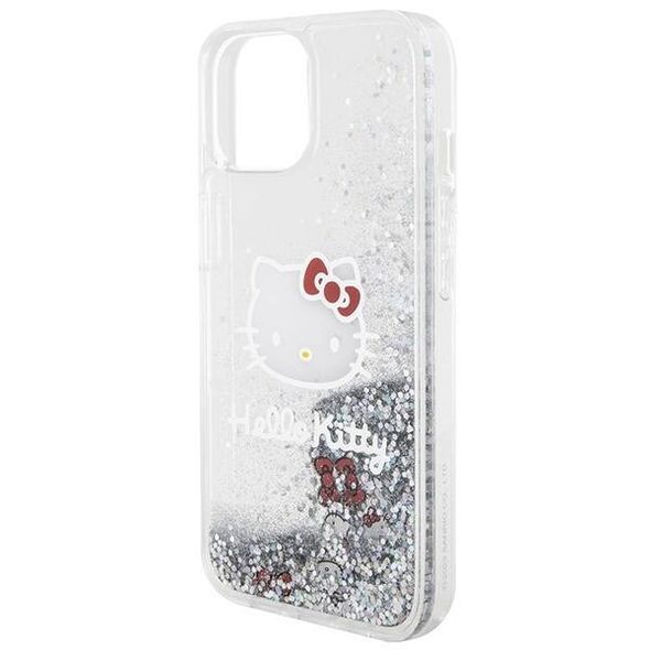 Original Case IPHONE 13 / 14 / 15 Hello Kitty Hardcase Liquid Glitter Charms Kitty Head (HKHCP14SLIKHET) silver 3666339186166