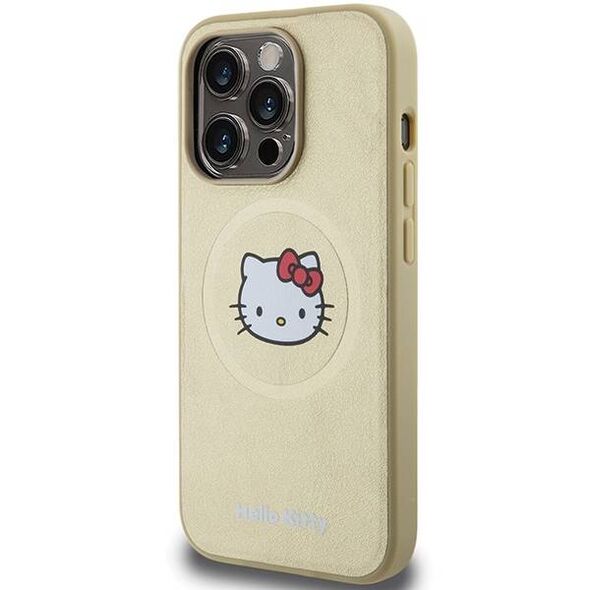 Original Case IPHONE 14 PRO Hello Kitty Hardcase Leather Kitty Head MagSafe (HKHMP14LPGHCKD) gold 3666339189044