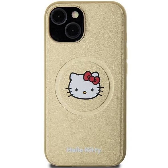 Original Case IPHONE 13 / 14 / 15 Hello Kitty Hardcase Leather Kitty Head MagSafe (HKHMP15SPGHCKD) gold 3666339189068