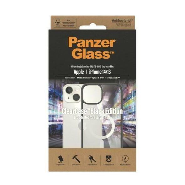 Case IPHONE 13 / 14 PanzerGlass ClearCase Antibacterial (0413) black 5711724004131