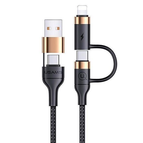 Cable 60W 1.2m PD Fast Charge USB + USB-C - USB-C + Lightning Usams U62 SJ483USB01 (US-SJ483) black 6958444928937