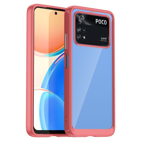 Outer Space Case Xiaomi Poco M4 Pro cover with a flexible frame red