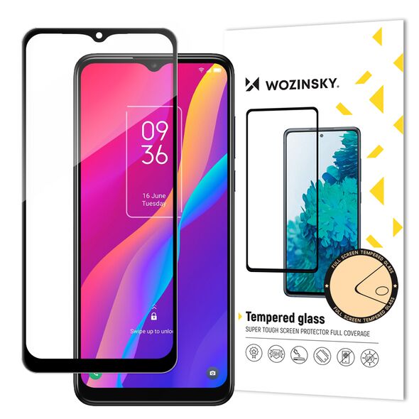 Wozinsky super tough Full Glue tempered glass full screen with Case Friendly TCL 30E black frame