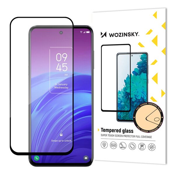 Wozinsky super tough Full Glue Full Glue Full Screen Tempered Glass with Case Friendly TCL 20L Black Frame