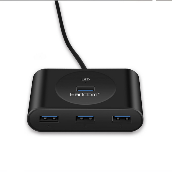 USB hub Earldom HUB03, USB 2.0, 4 θύρες, OTG,Μαυρο - 12065 έως 12 άτοκες Δόσεις