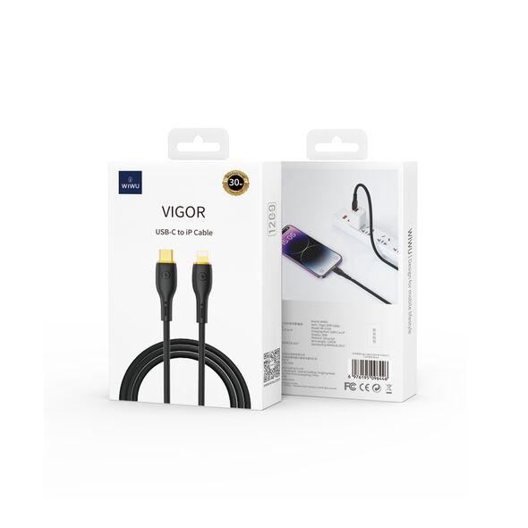 WIWU cable YQ01 USB-C - Lightning 30W 1,2m black 6976195096446