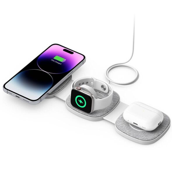 Wireless Charger Magnetic MagSafe 15W 3in1 iPhone + Apple Watch + AirPods Tech-Protect QI15W-A32 grey 5906302308255