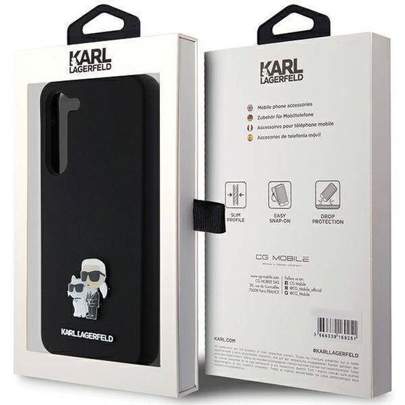 Original Case SAMSUNG GALAXY S24+ Karl Lagerfeld Hardcase Silicone Karl&Choupette Metal Pin (KLHCS24MSMHKCNPK) black 3666339259150