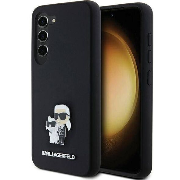 Original Case SAMSUNG GALAXY S24 Karl Lagerfeld Hardcase Silicone Karl&Choupette Metal Pin (KLHCS24SSMHKCNPK) black 3666339259143