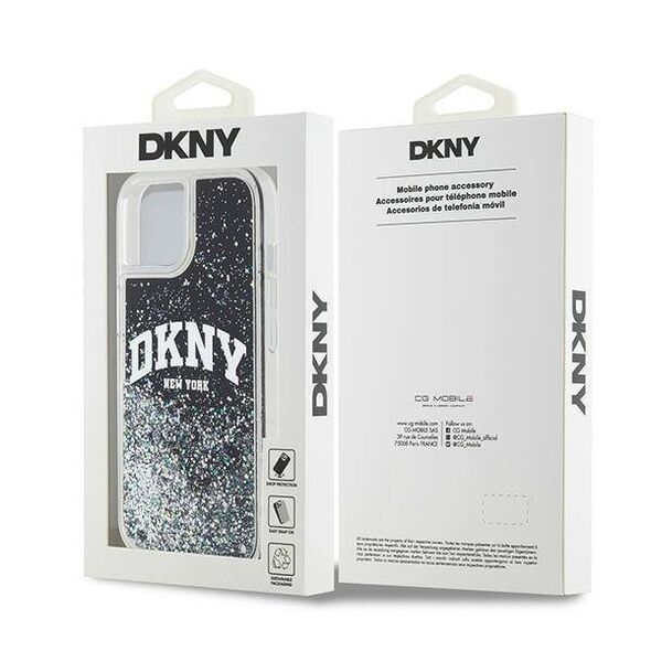 Original Case IPHONE 13 / 14 / 15 DKNY Hardcase Liquid Glitter Big Logo (DKHCP15SLBNAEK) black 3666339270759