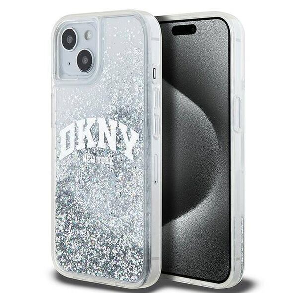 Original Case IPHONE 13 / 14 / 15 DKNY Hardcase Liquid Glitter Big Logo (DKHCP15SLBNAET) white 3666339270896