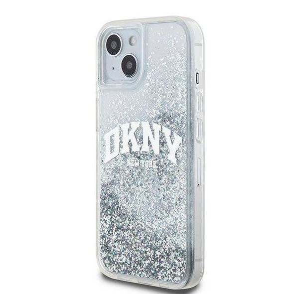 Original Case IPHONE 13 / 14 / 15 DKNY Hardcase Liquid Glitter Big Logo (DKHCP15SLBNAET) white 3666339270896