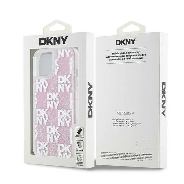 Original Case IPHONE 13 / 14 / 15 DKNY Hardcase Liquid Glitter Multilogo (DKHCP15SLCPEPP) pink 3666339271176