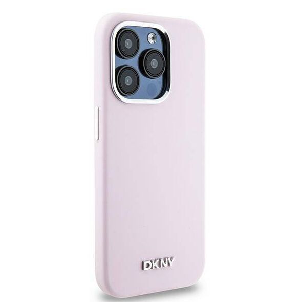 Original Case APPLE IPHONE 15 PRO DKNY Hardcase Liquid Silicone Small Metal Logo MagSafe (DKHMP15LSMCHLP) pink 3666339265878